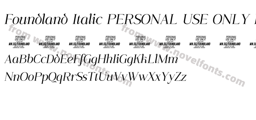 Foundland Italic PERSONAL USE ONLY RegularPreview