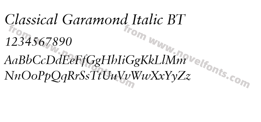 Classical Garamond Italic BTPreview