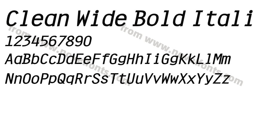 Clean Wide Bold ItalicPreview