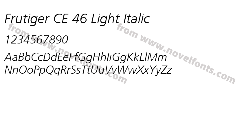 Frutiger CE 46 Light ItalicPreview