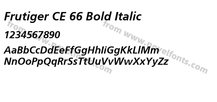 Frutiger CE 66 Bold ItalicPreview