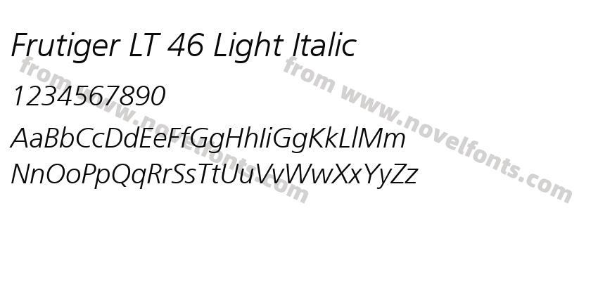 Frutiger LT 46 Light ItalicPreview