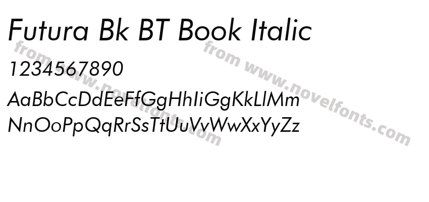 Futura Bk BT Book ItalicPreview