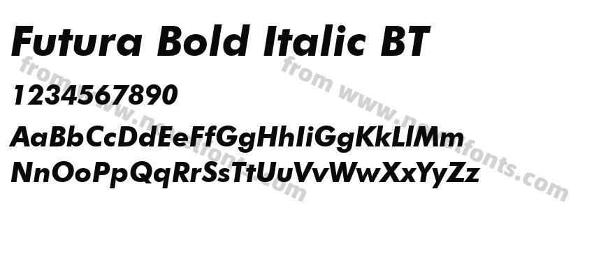 Futura Bold Italic BTPreview