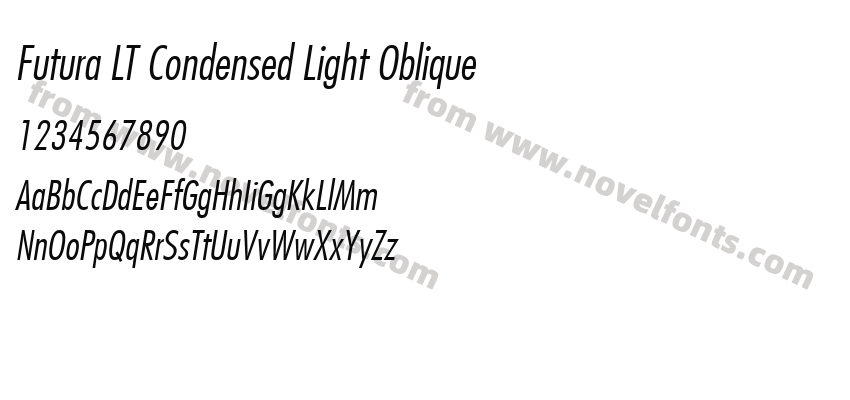 Futura LT Condensed Light ObliquePreview