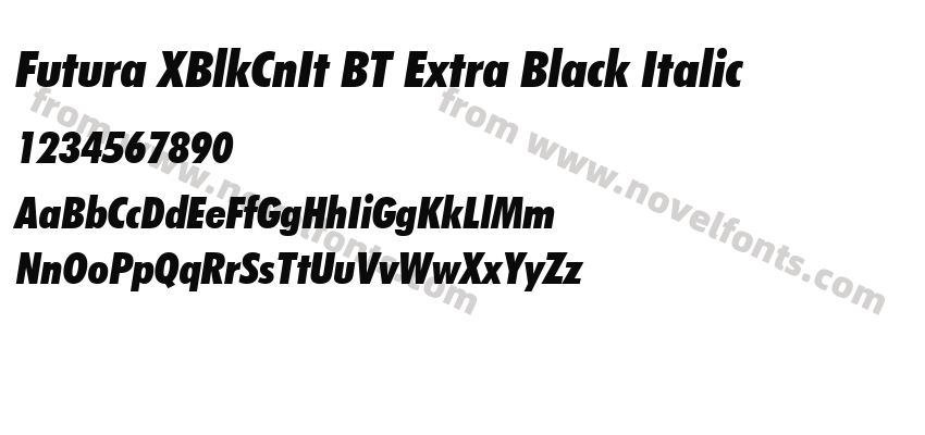 Futura XBlkCnIt BT Extra Black ItalicPreview