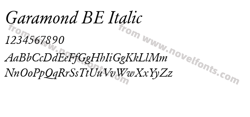 Garamond BE ItalicPreview