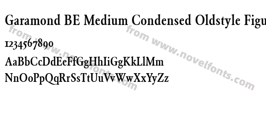 Garamond BE Medium Condensed Oldstyle FiguresPreview