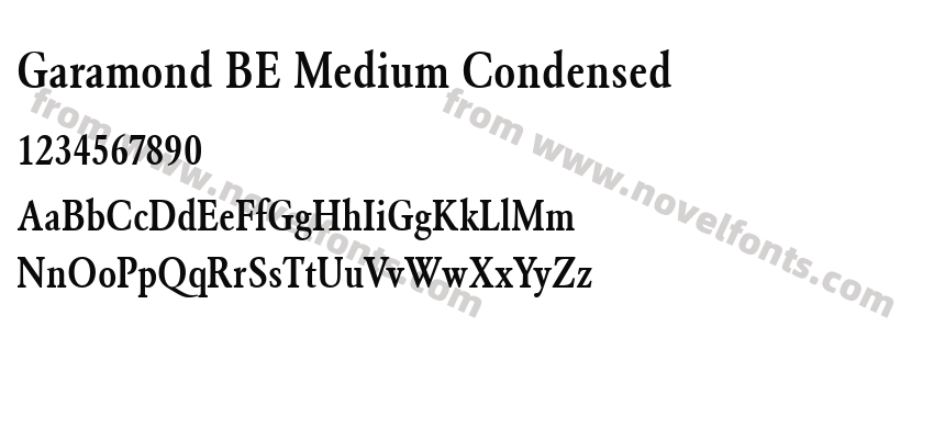 Garamond BE Medium CondensedPreview