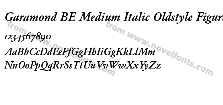 Garamond BE Medium Italic Oldstyle FiguresPreview