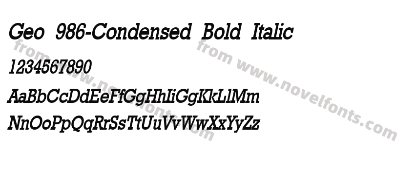 Geo 986-Condensed Bold ItalicPreview