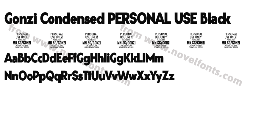 Gonzi Condensed PERSONAL USE BlackPreview