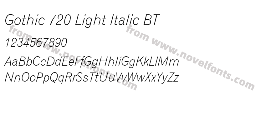 Gothic 720 Light Italic BTPreview