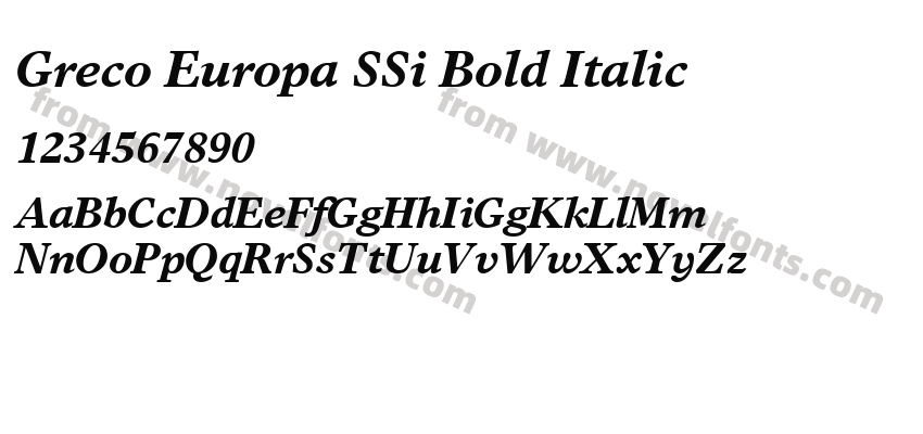 Greco Europa SSi Bold ItalicPreview