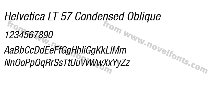 Helvetica LT 57 Condensed ObliquePreview