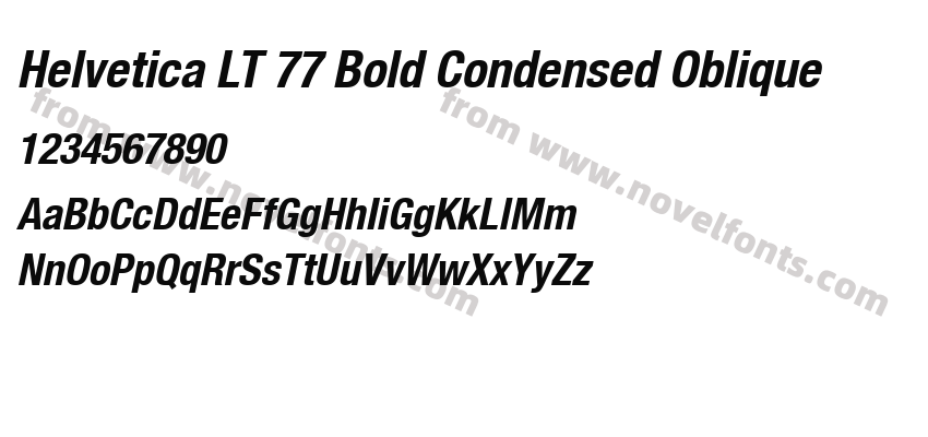 Helvetica LT 77 Bold Condensed ObliquePreview