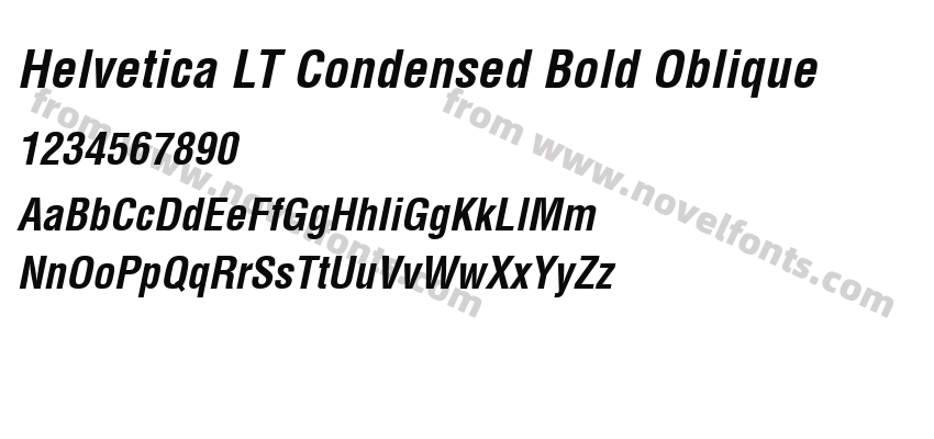 Helvetica LT Condensed Bold ObliquePreview