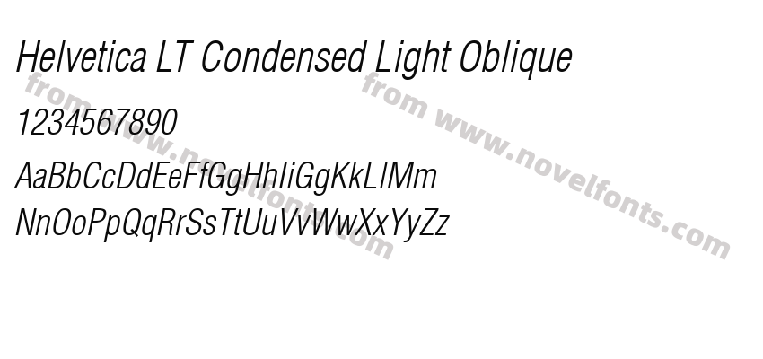 Helvetica LT Condensed Light ObliquePreview