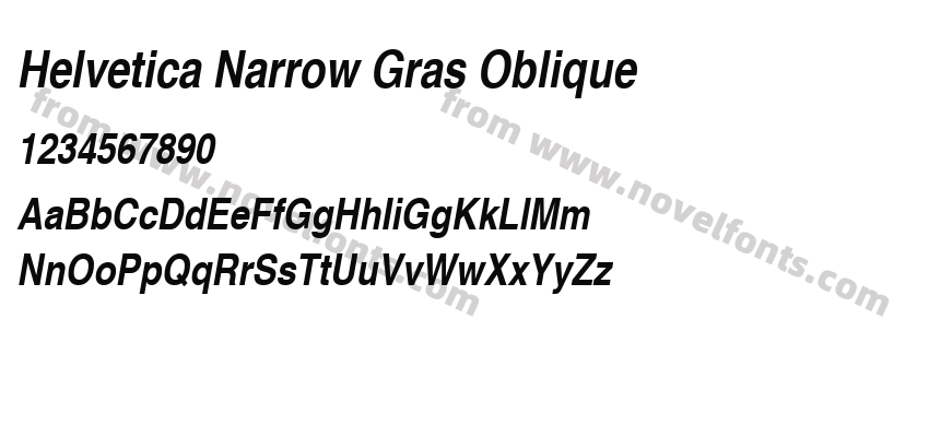 Helvetica Narrow Gras ObliquePreview