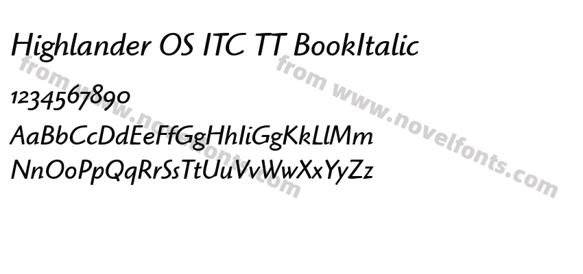 Highlander OS ITC TT BookItalicPreview