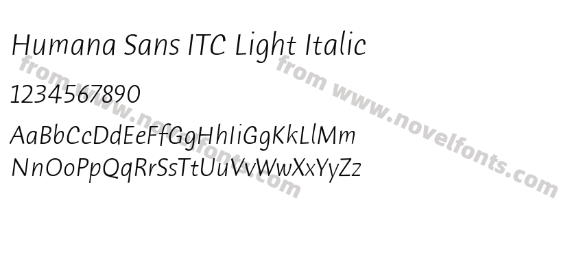 Humana Sans ITC Light ItalicPreview