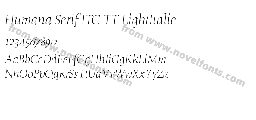 Humana Serif ITC TT LightItalicPreview