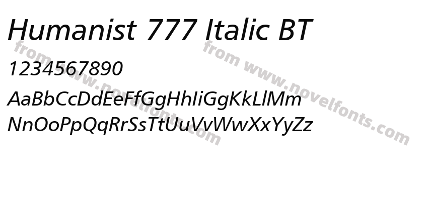 Humanist 777 Italic BTPreview