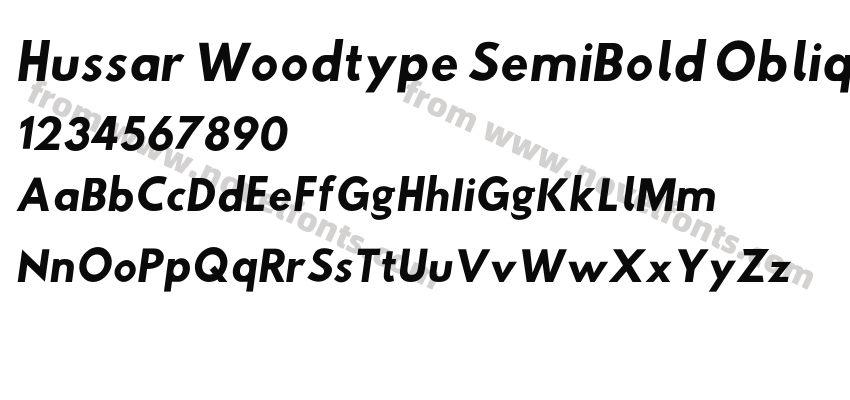 Hussar Woodtype SemiBold ObliquePreview