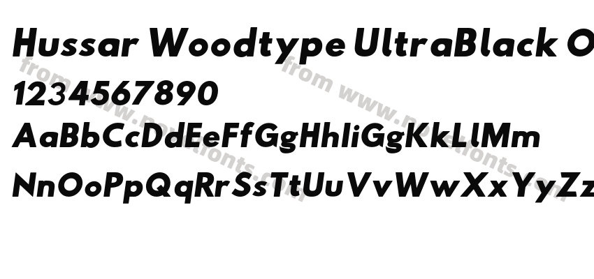 Hussar Woodtype UltraBlack ObliquePreview