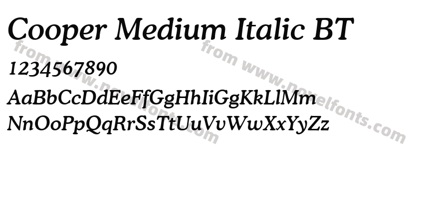 Cooper Medium Italic BTPreview