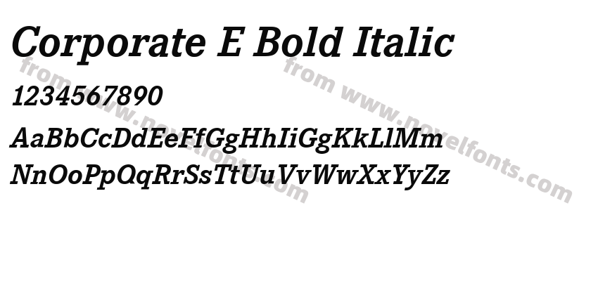 Corporate E Bold ItalicPreview