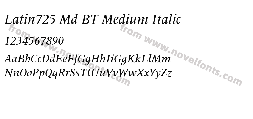 Latin725 Md BT Medium ItalicPreview