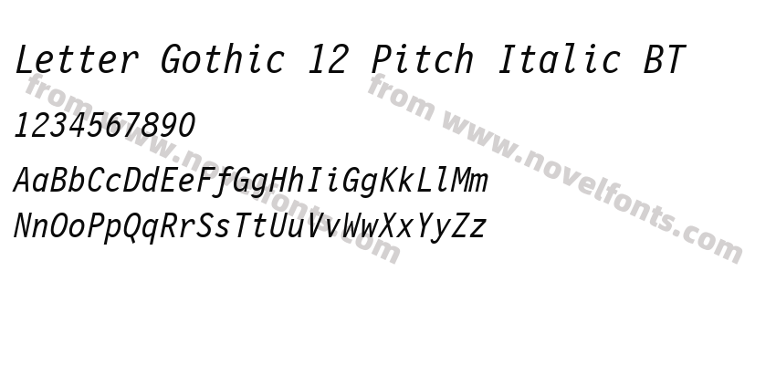 Letter Gothic 12 Pitch Italic BTPreview