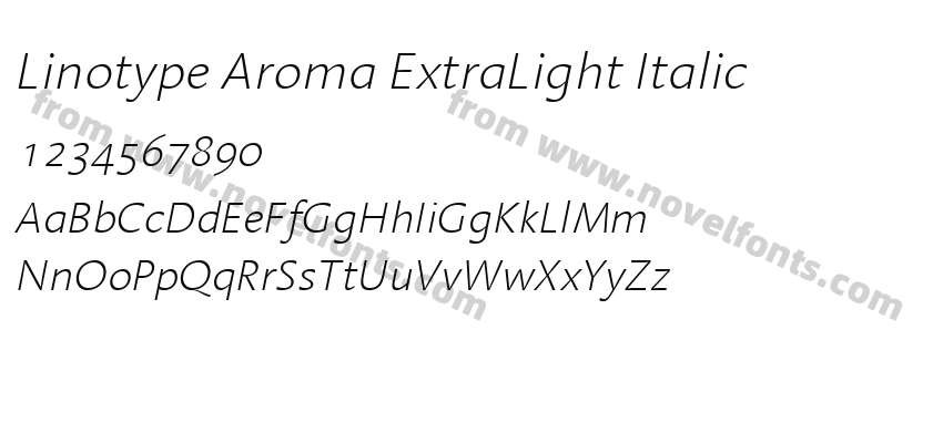 Linotype Aroma ExtraLight ItalicPreview