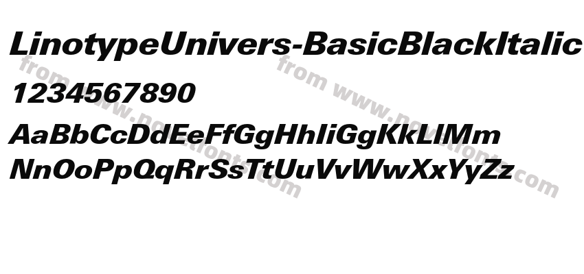 LinotypeUnivers-BasicBlackItalicPreview