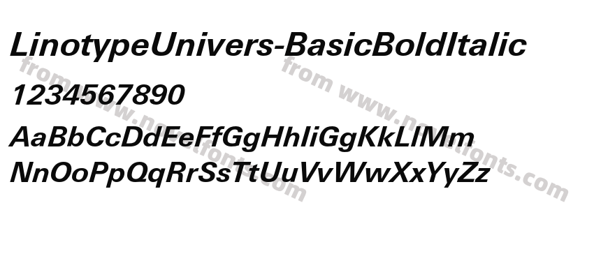 LinotypeUnivers-BasicBoldItalicPreview