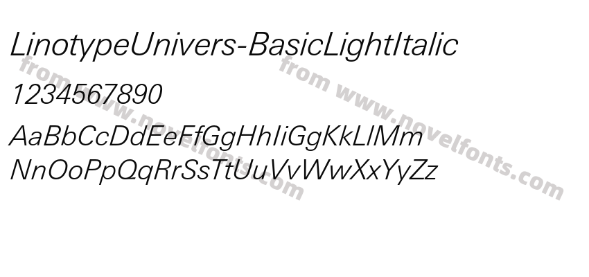 LinotypeUnivers-BasicLightItalicPreview