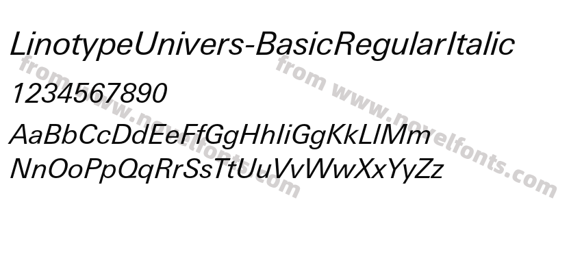 LinotypeUnivers-BasicRegularItalicPreview