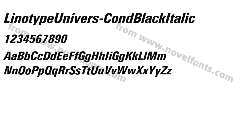 LinotypeUnivers-CondBlackItalicPreview