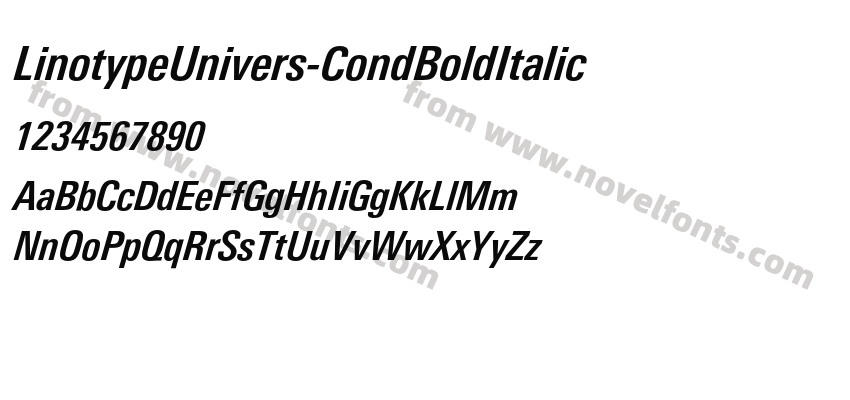 LinotypeUnivers-CondBoldItalicPreview