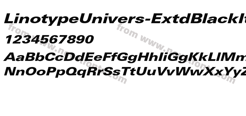 LinotypeUnivers-ExtdBlackItalicPreview