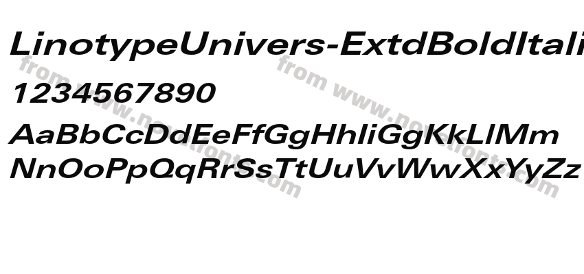 LinotypeUnivers-ExtdBoldItalicPreview