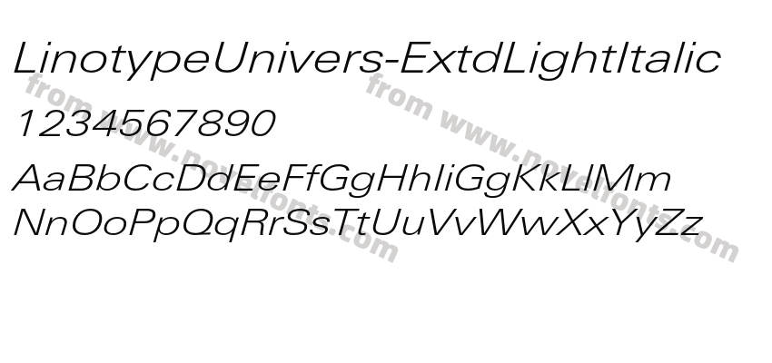 LinotypeUnivers-ExtdLightItalicPreview