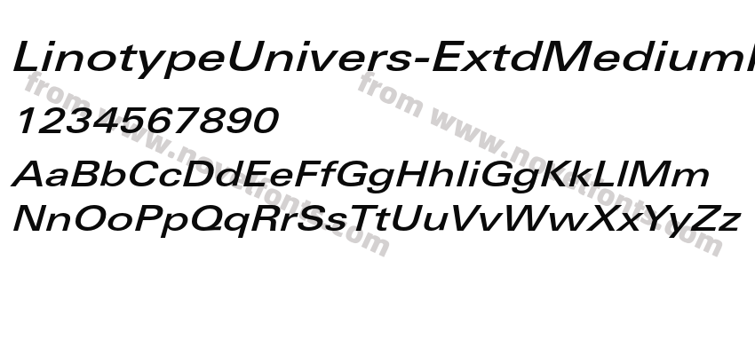 LinotypeUnivers-ExtdMediumItalicPreview