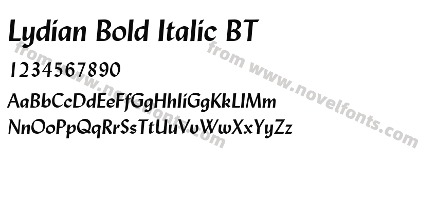 Lydian Bold Italic BTPreview