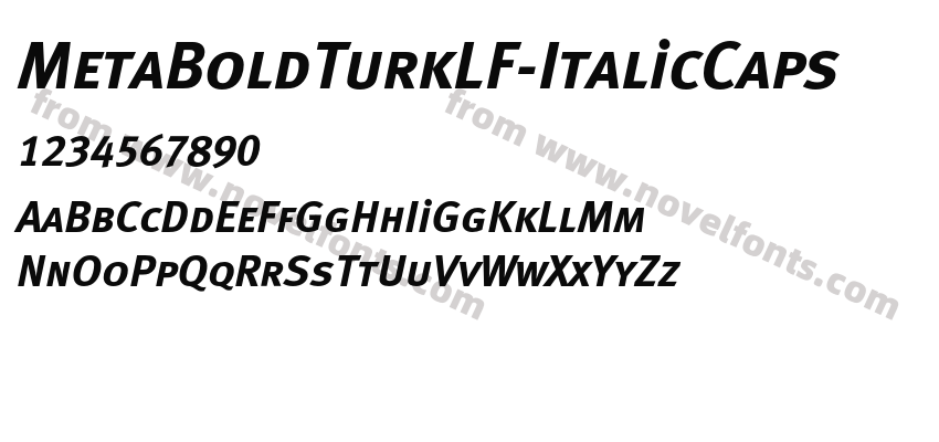 MetaBoldTurkLF-ItalicCapsPreview