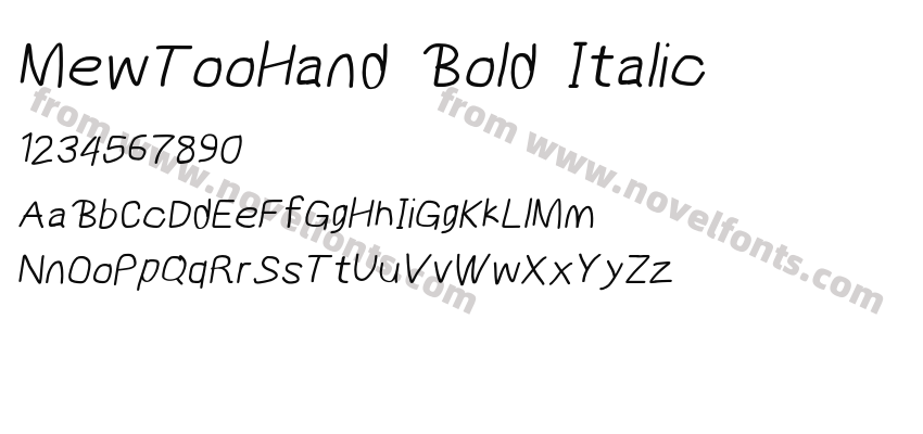 MewTooHand Bold ItalicPreview