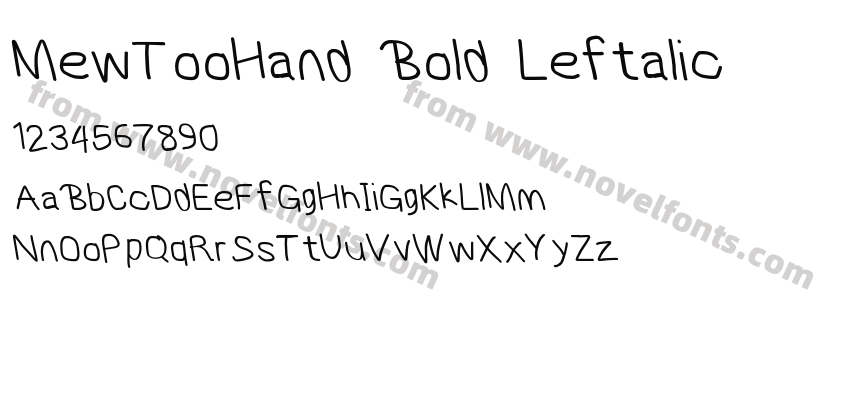 MewTooHand Bold LeftalicPreview