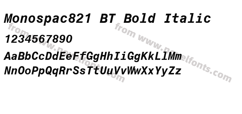 Monospac821 BT Bold ItalicPreview