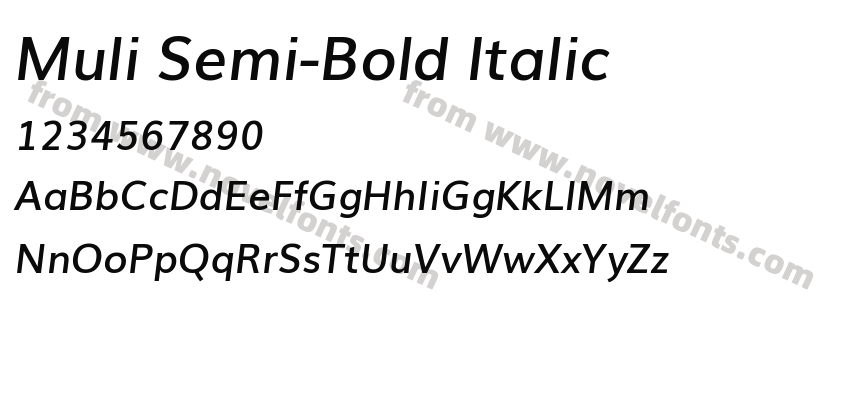 Muli Semi-Bold ItalicPreview